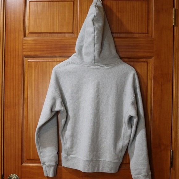 Vintage Champion Gray Reverse Weave Hoodie Sweatshirt Medium Logo Spellout - Picture 8 of 11